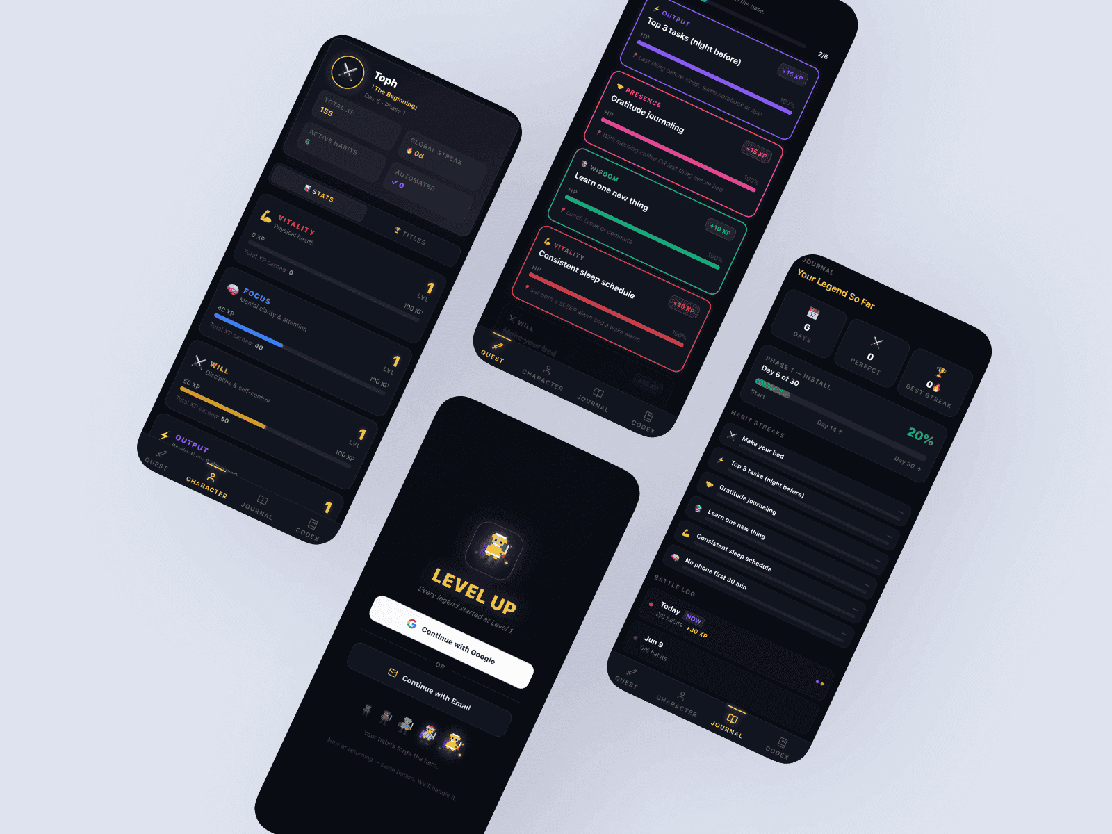 Level Up — Habit App · Mobile